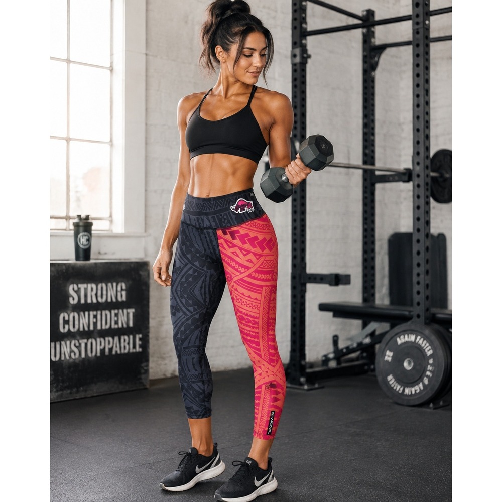 Hard Core Sport New NWOT Women's Leggings Size L Black Pink Athletic Workout